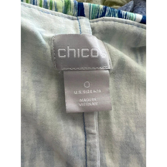 Chicos Sleeveless Maxi Dress Size 4 Blue Green Ikat Print Summer Boho Resort - Picture 10 of 12